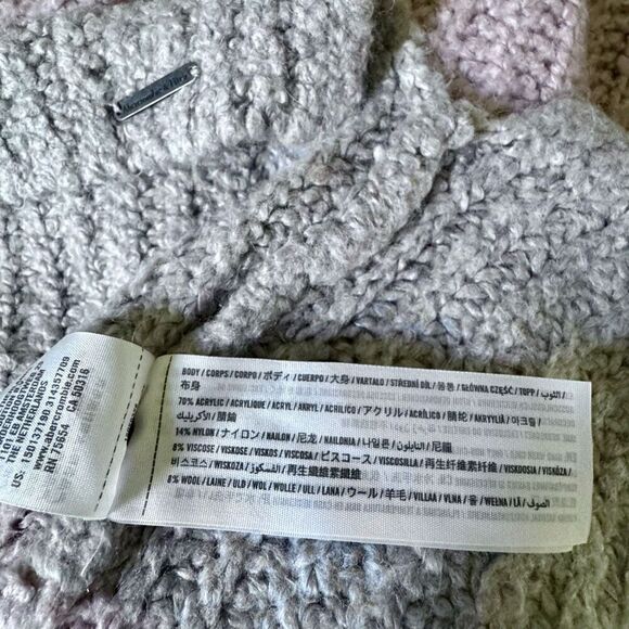 NWOT Abercrombie & Fitch (XL) color block turtleneck sweater, Pink + Gray - Picture 7 of 9